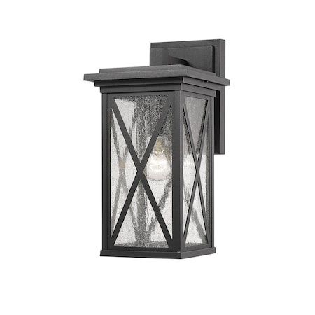 Brookside 1 Light Outdoor Wall Sconce, Black And Clear Seedy